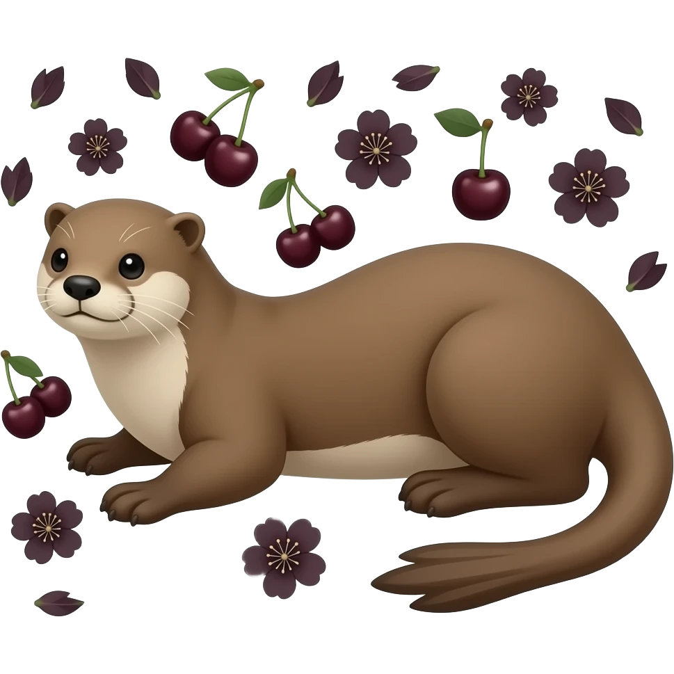otter with black cherry blossom emoji