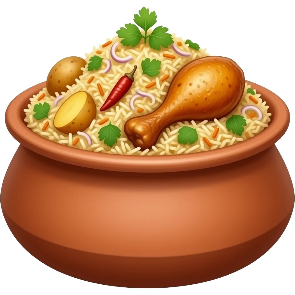 Like Kolkata Style Chicken Biriyani with Aloo like 100% Original emoji