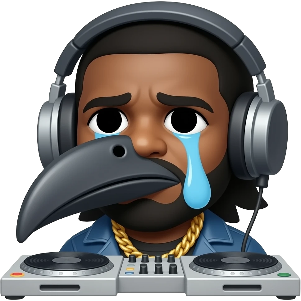 A sad crow that looks like dj khaled - suffering from success emoji