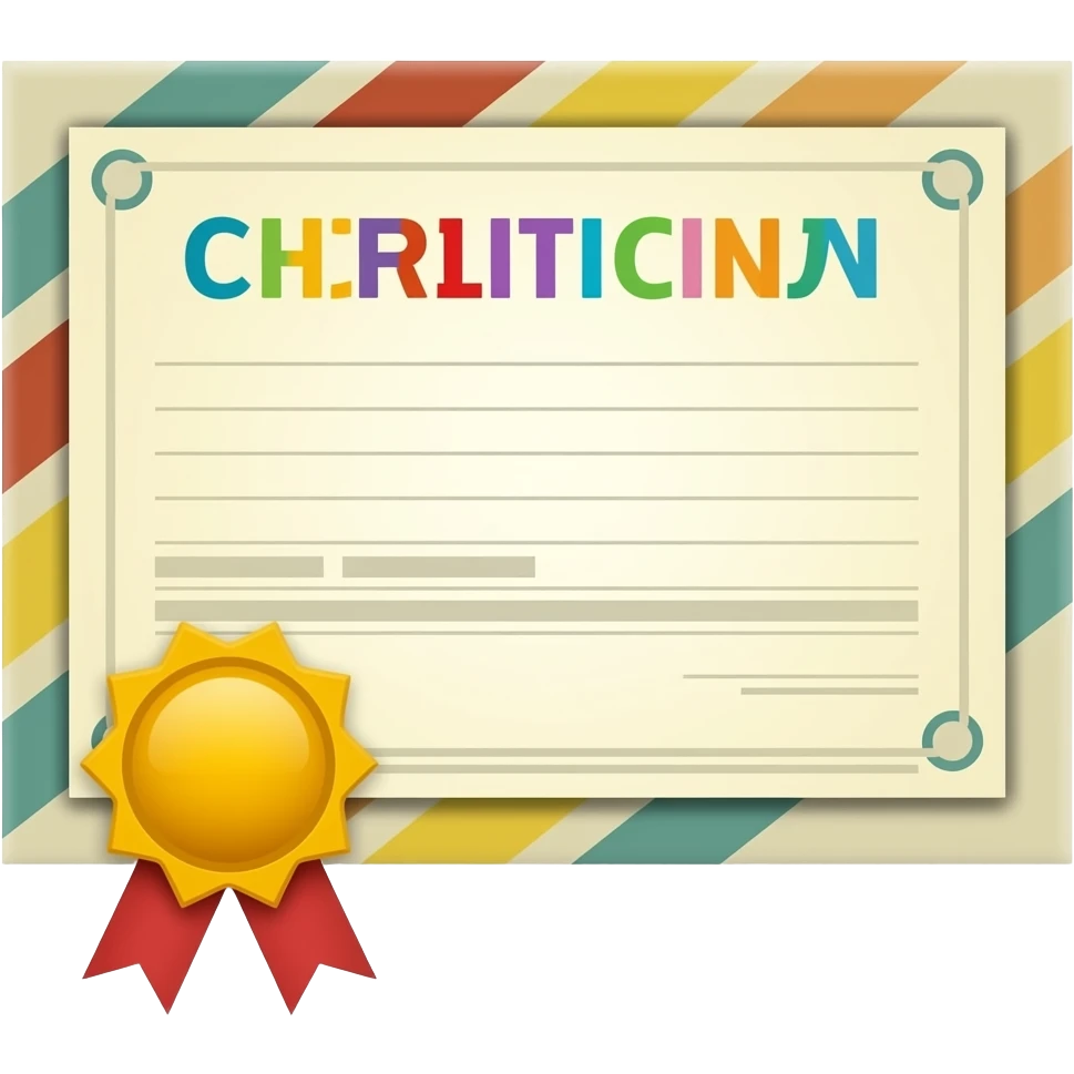 создай шаблон яркого  детского сертификата emoji