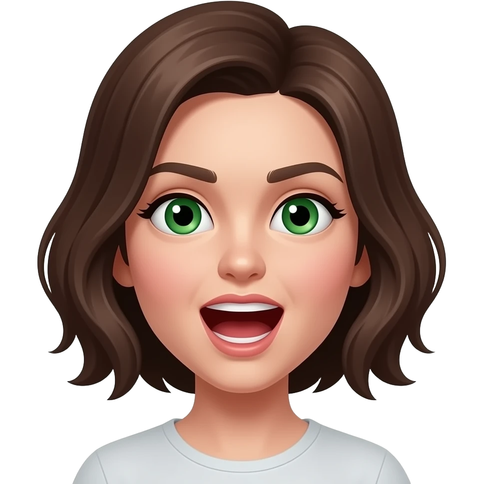 Persona con capelli medio corti marroni occhi verdi che urla emoji
