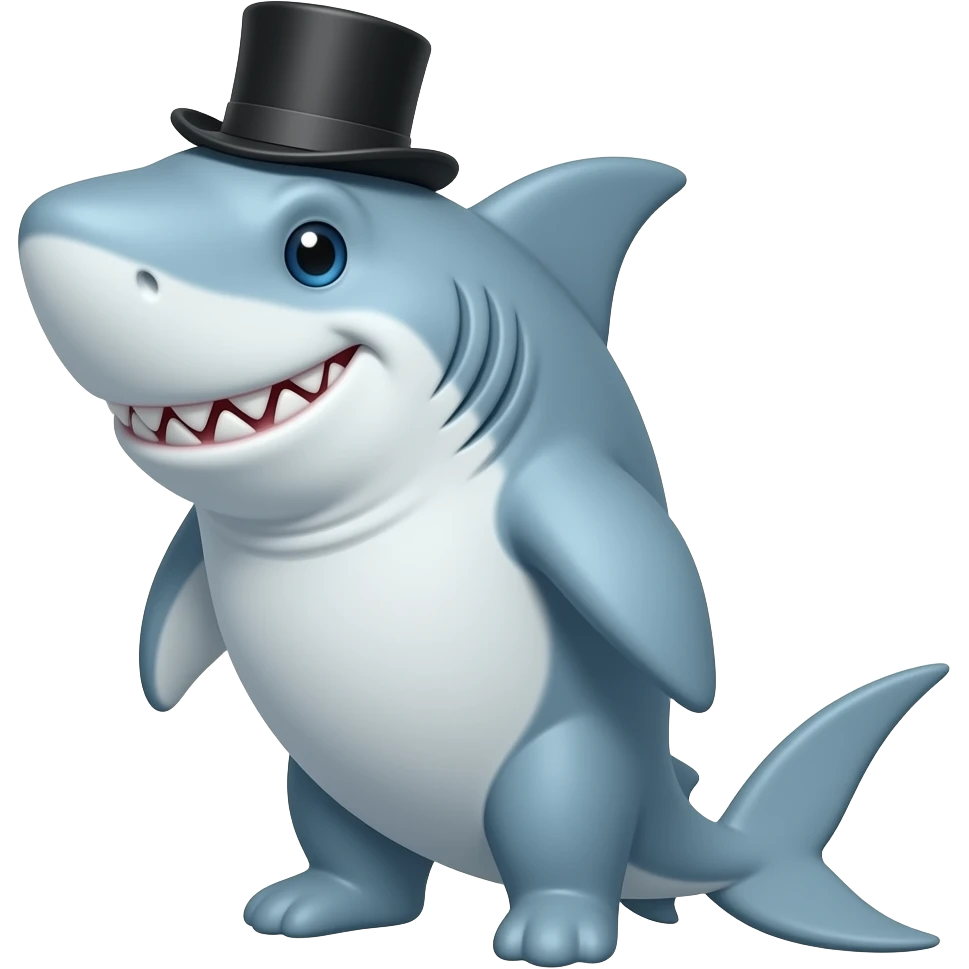 Shark with a top hat emoji