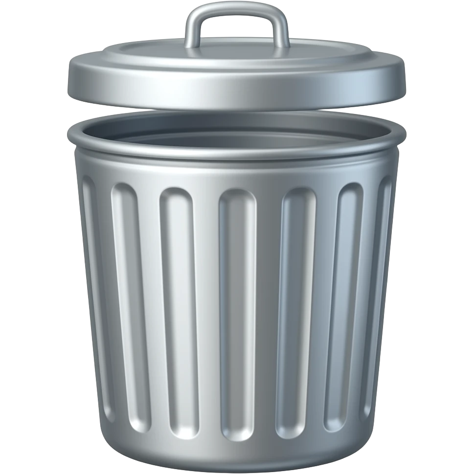 trashcan without lid, without top, only trashcan body, front view emoji