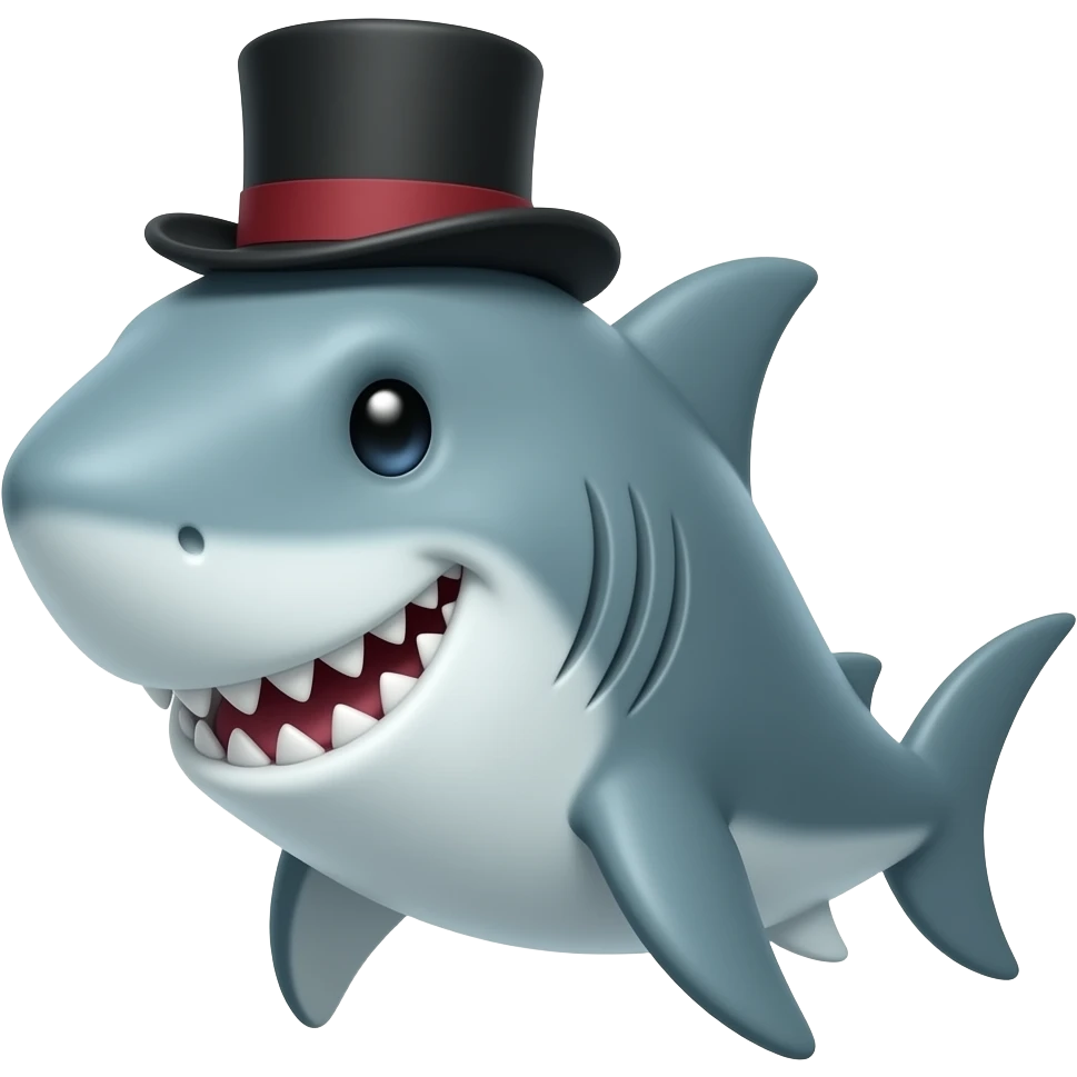 Shark with a top hat emoji