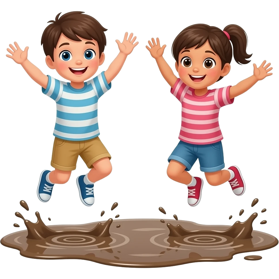Two children jumping in a mud puddle emoji