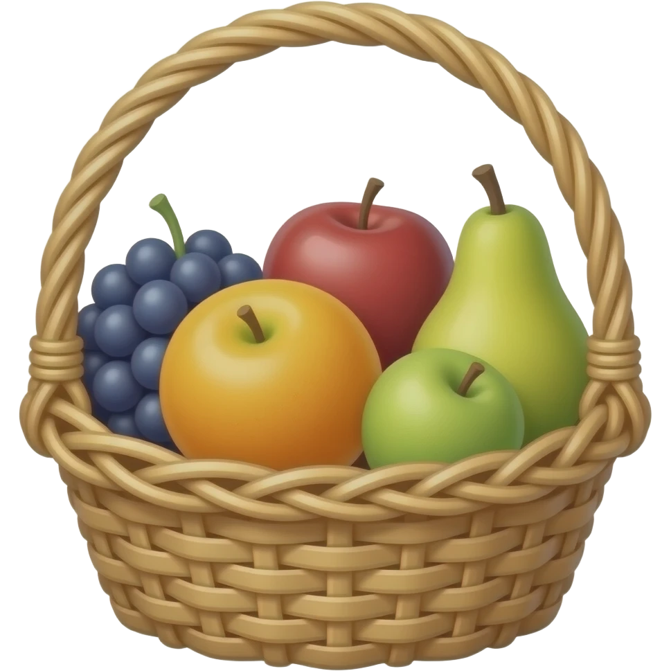 generate fruits in basket emoji with white outline emoji