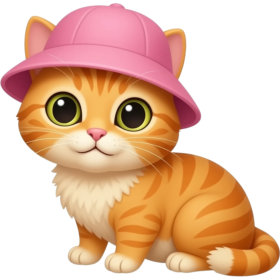 orange Cat wearing pink hat, upper body emoji