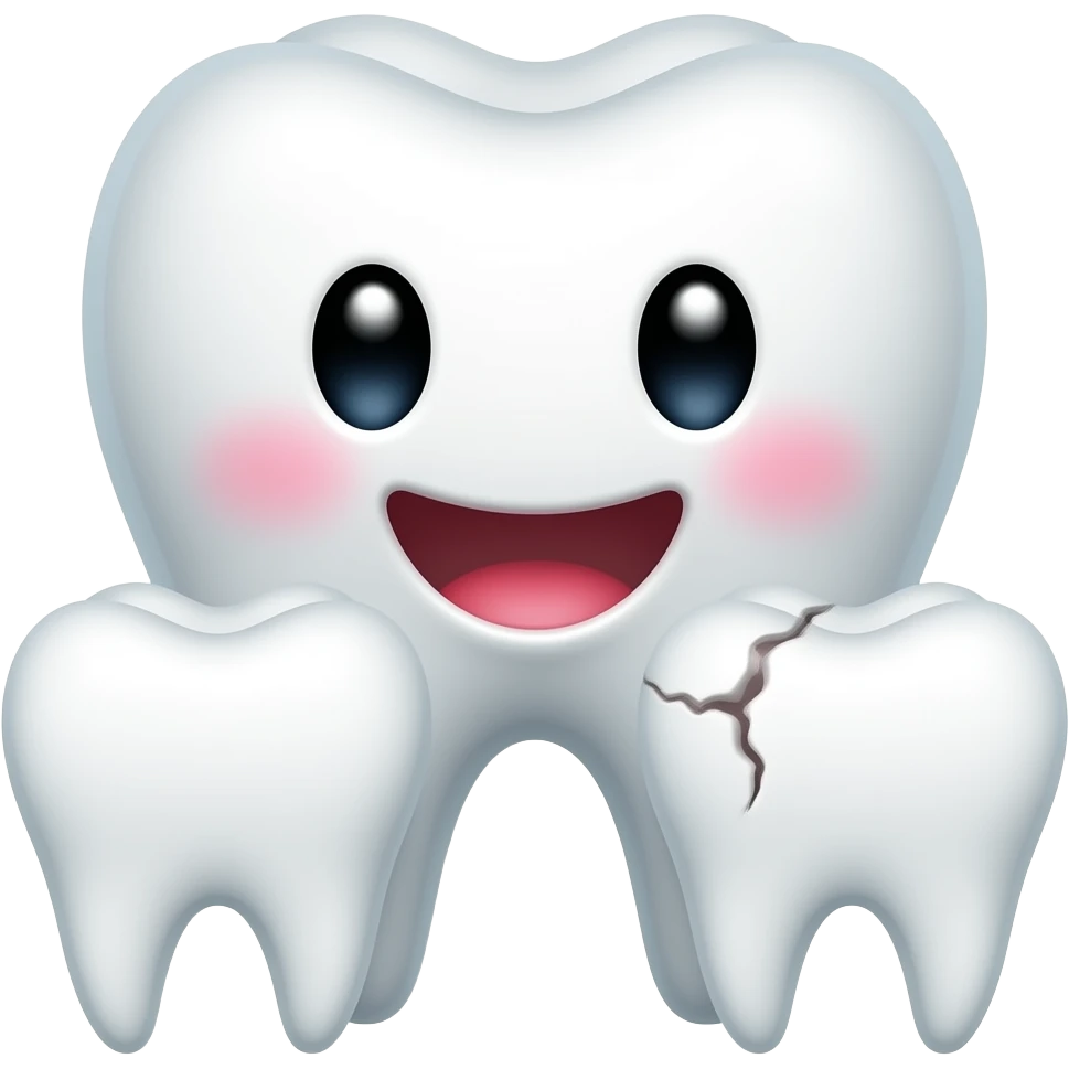 Cavity cute teeth getting hurted by two clean teeth emoji