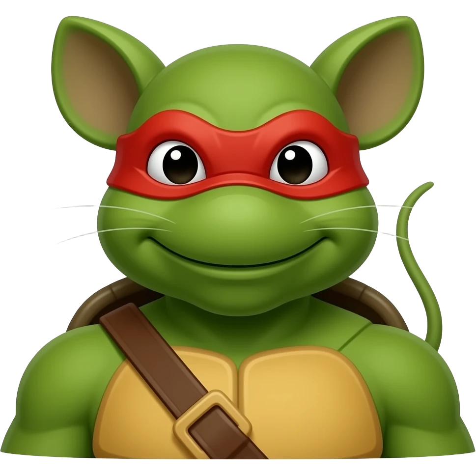 Master Splinter, Rat head, with rat tail emoji