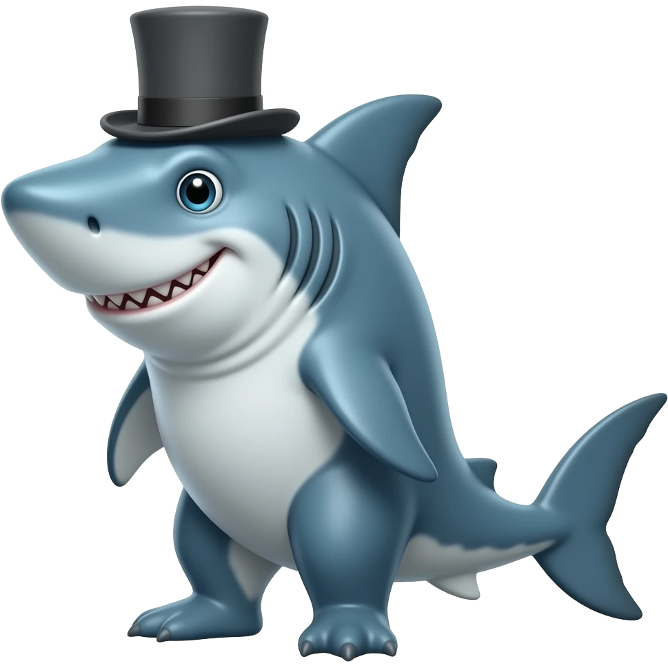Shark with a top hat emoji