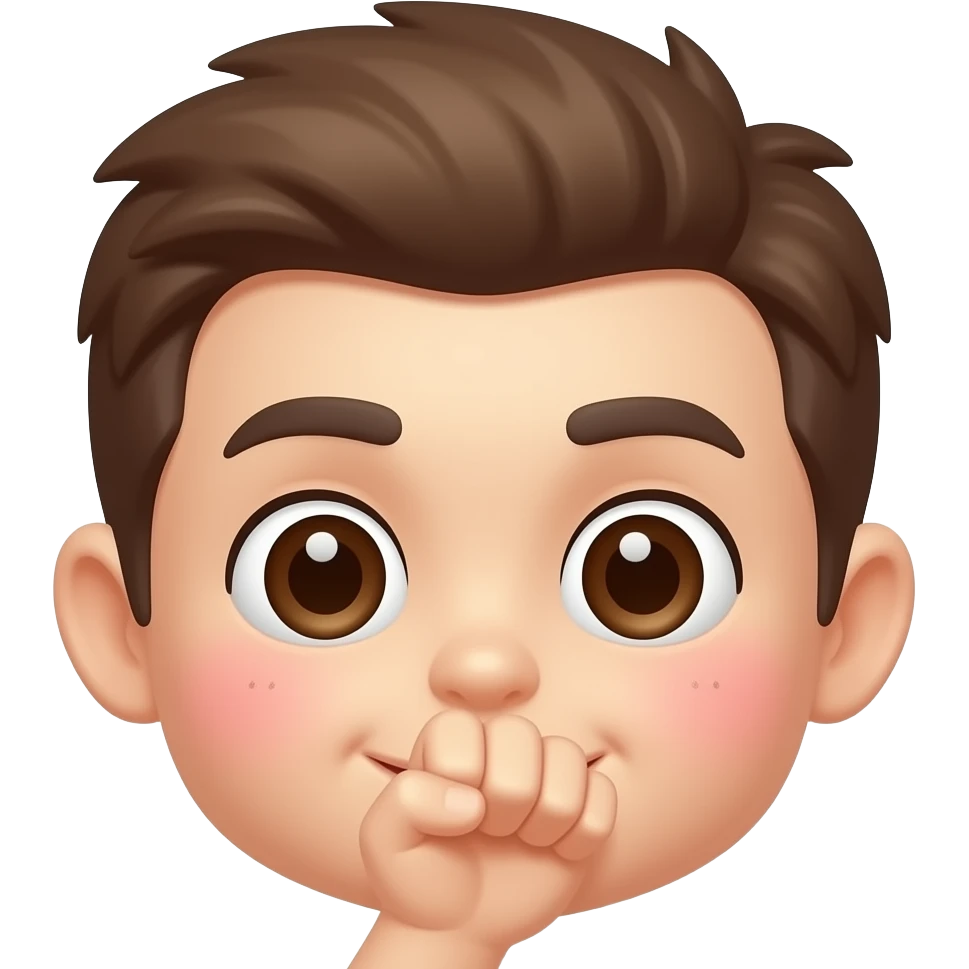 Blushy face and fist on mouth emoji