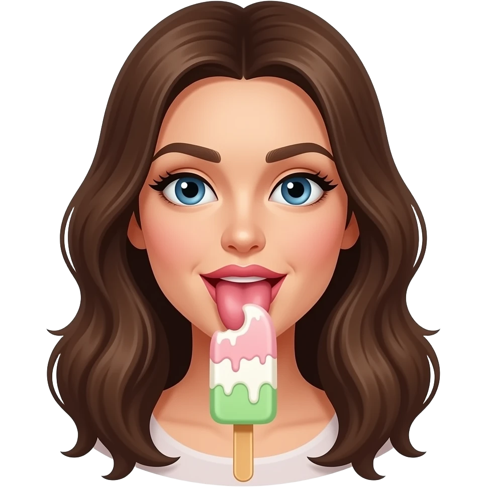 Solo Lengua sexi de mujer saboreando  paleta de helado emoji