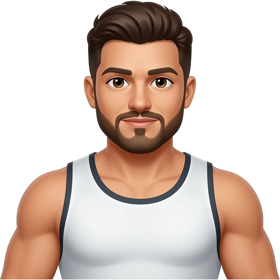 375 lb muscular brown haired  Hispanic male with goatee emoji
