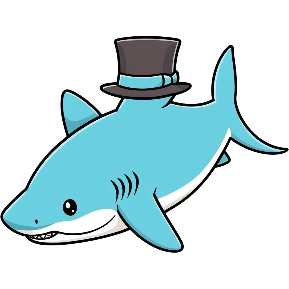 Shark with a top hat emoji
