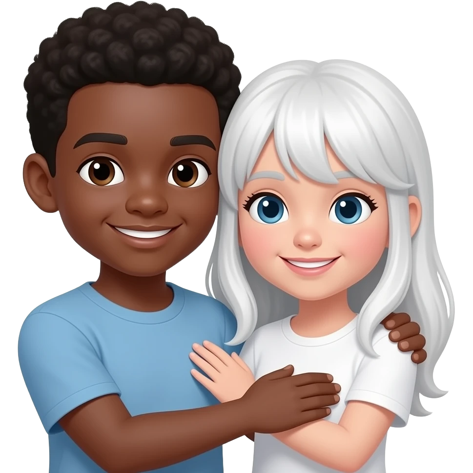 Темнокожий парень и белая девушка ласкают друг друга emoji