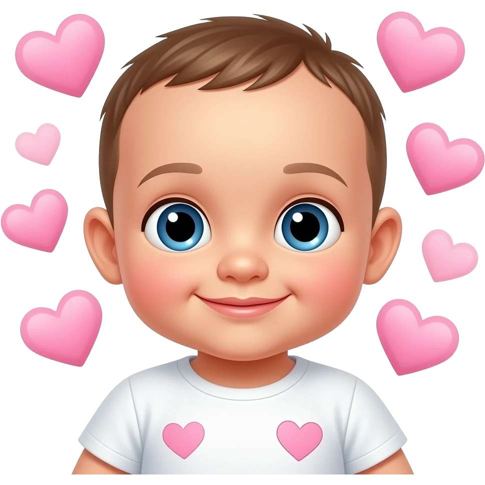Un bebe pqueño con corazones rosados emoji