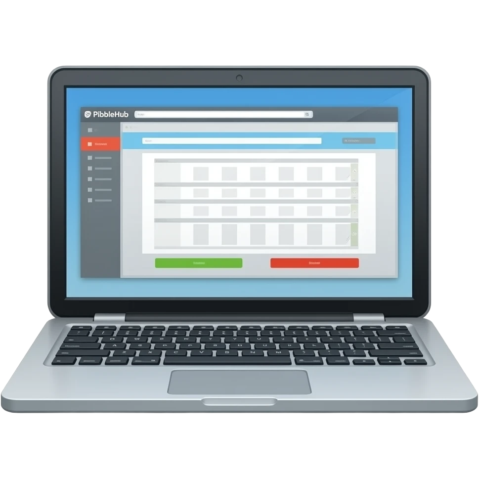 Una laptop que esté con la pantalla de pibblehub emoji