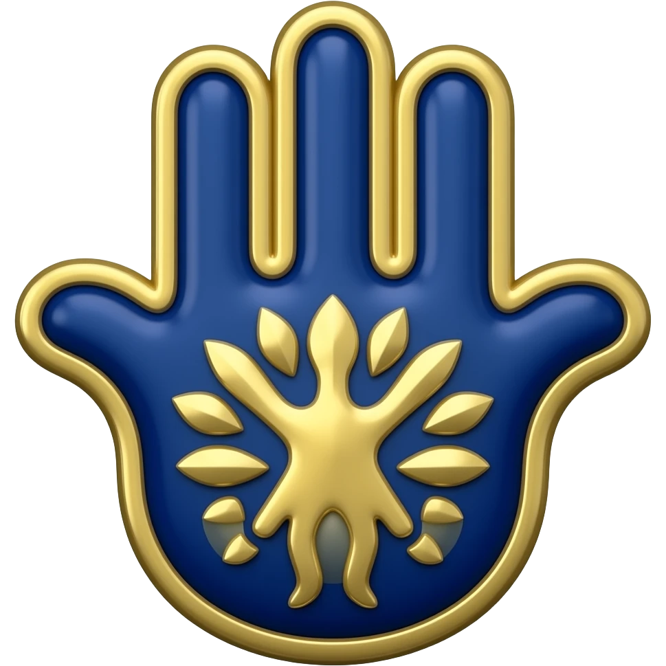 Hamsa dark blue color golden emoji