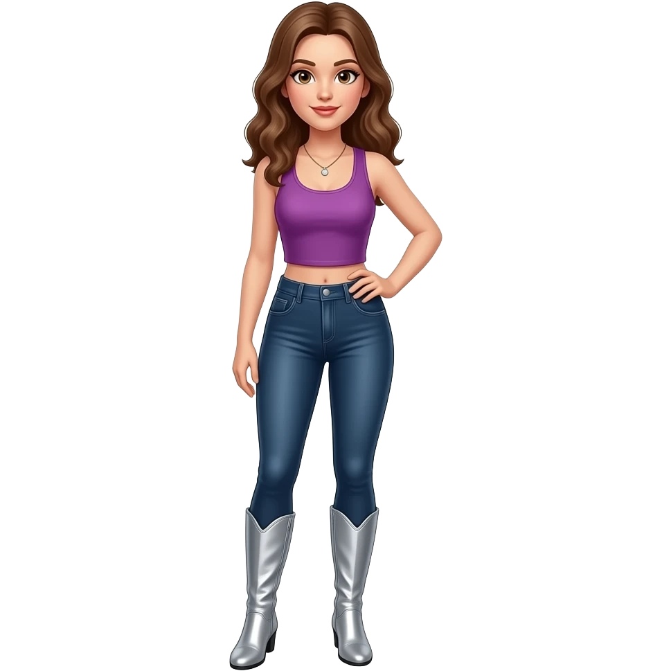 woman with leggings and silver leather boots emoji