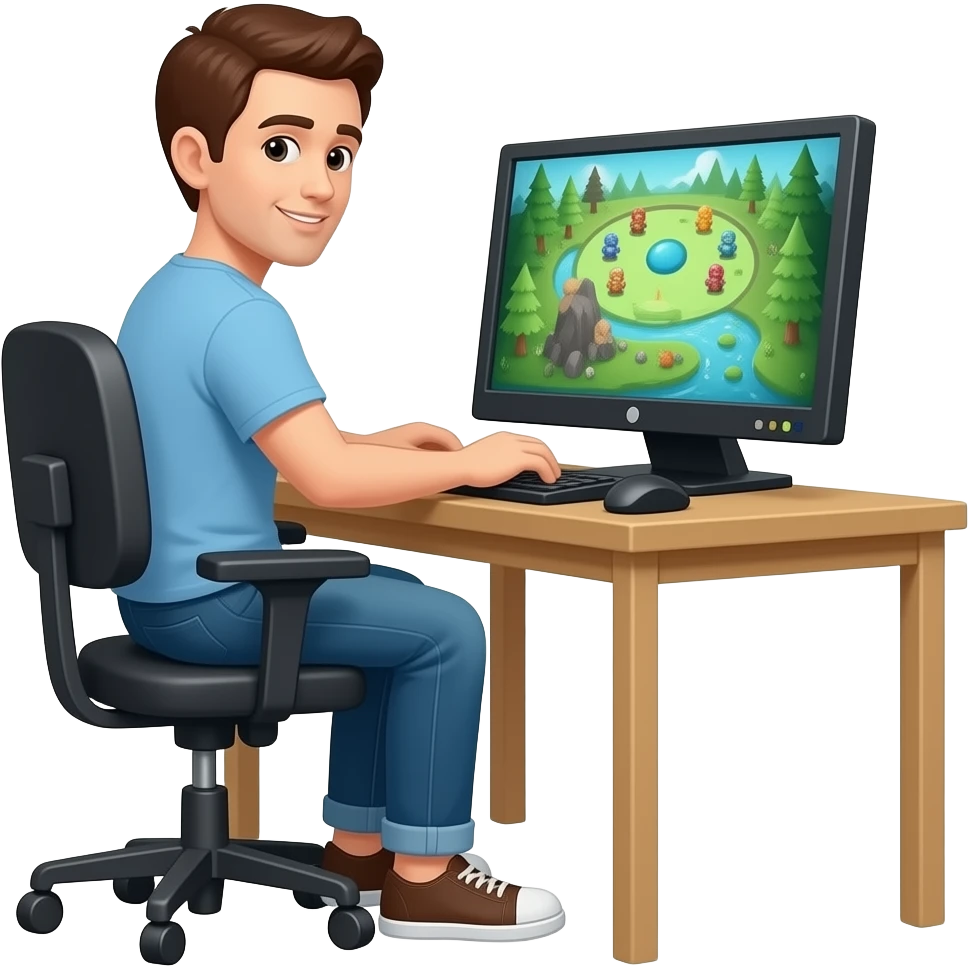 A man is playing a game on a computer emoji