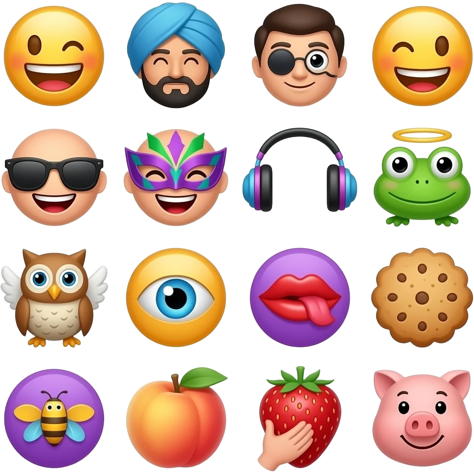 Custom emojis 😂👳🏻🧐😝😛😎🤪🤓🥸🎧🐸😇🦉👄🙄🍪🟣🪰🫍🍑🍓🐷🐽 but it’s 200+ emojis emoji