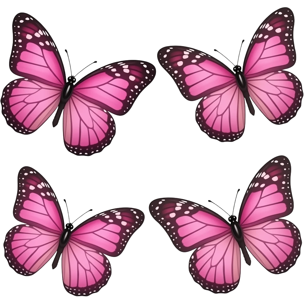 tre fine sommerfugler rosa emoji