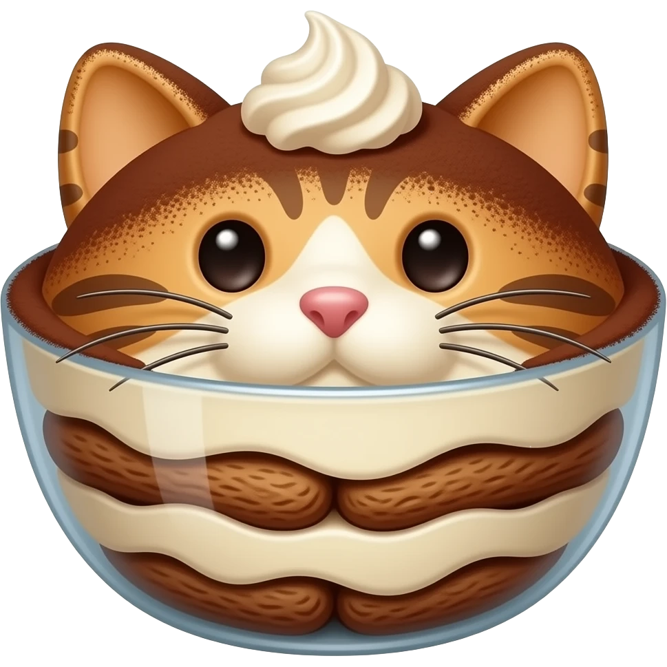 tiramisu shaped like a cat face bowl emoji
