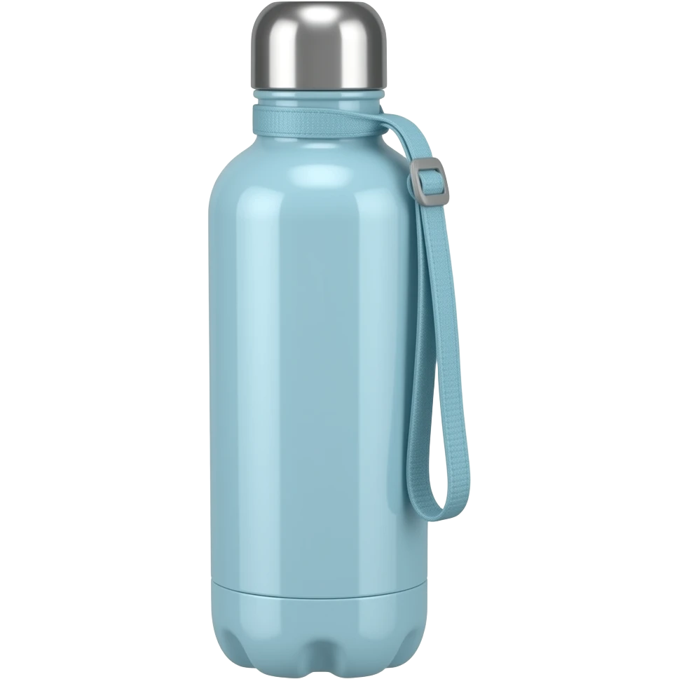 Pastel Blue Reusable Insulated Water Bottle With Stainless steel Pastel Blue Lid And Pastel Blue Strap emoji
