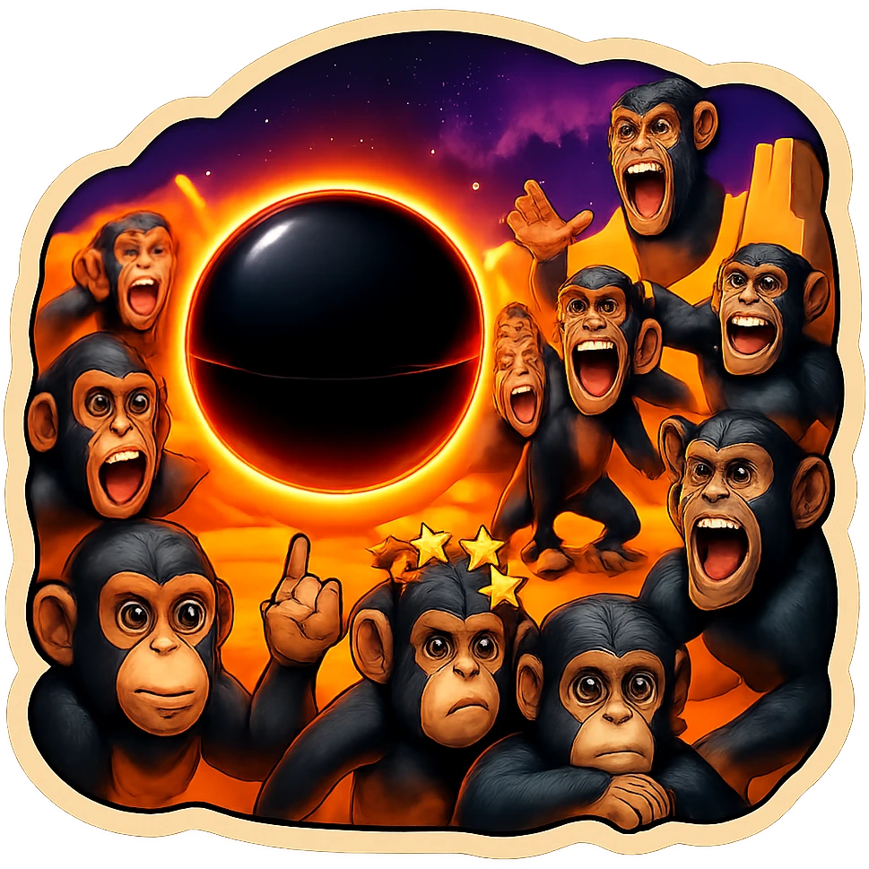apes freaking out as black hole forms before them emoji