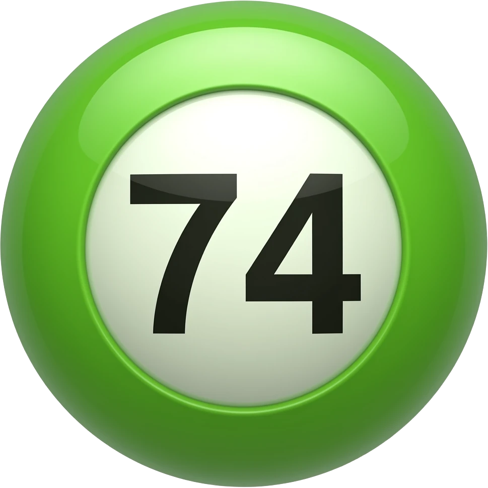 bola de bingo verde claro con número 74 emoji