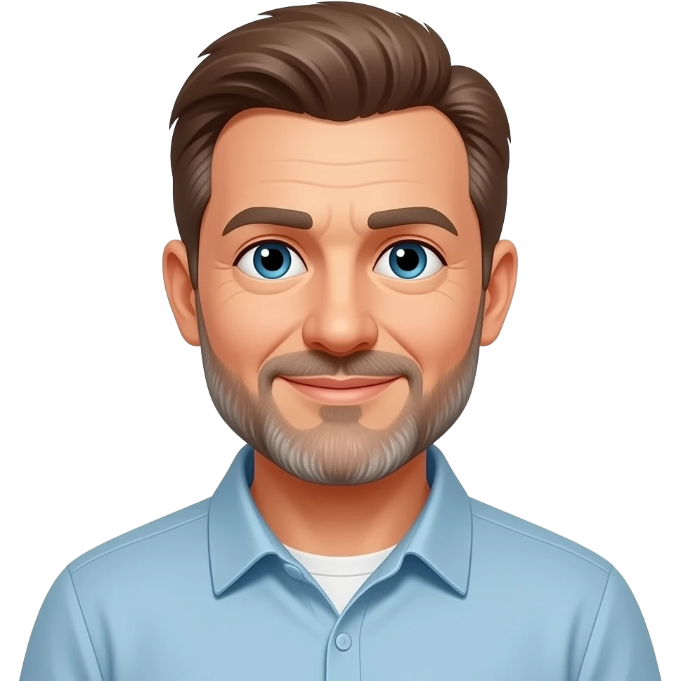 hombre 50 barba canosa corta y cojos marrones emoji