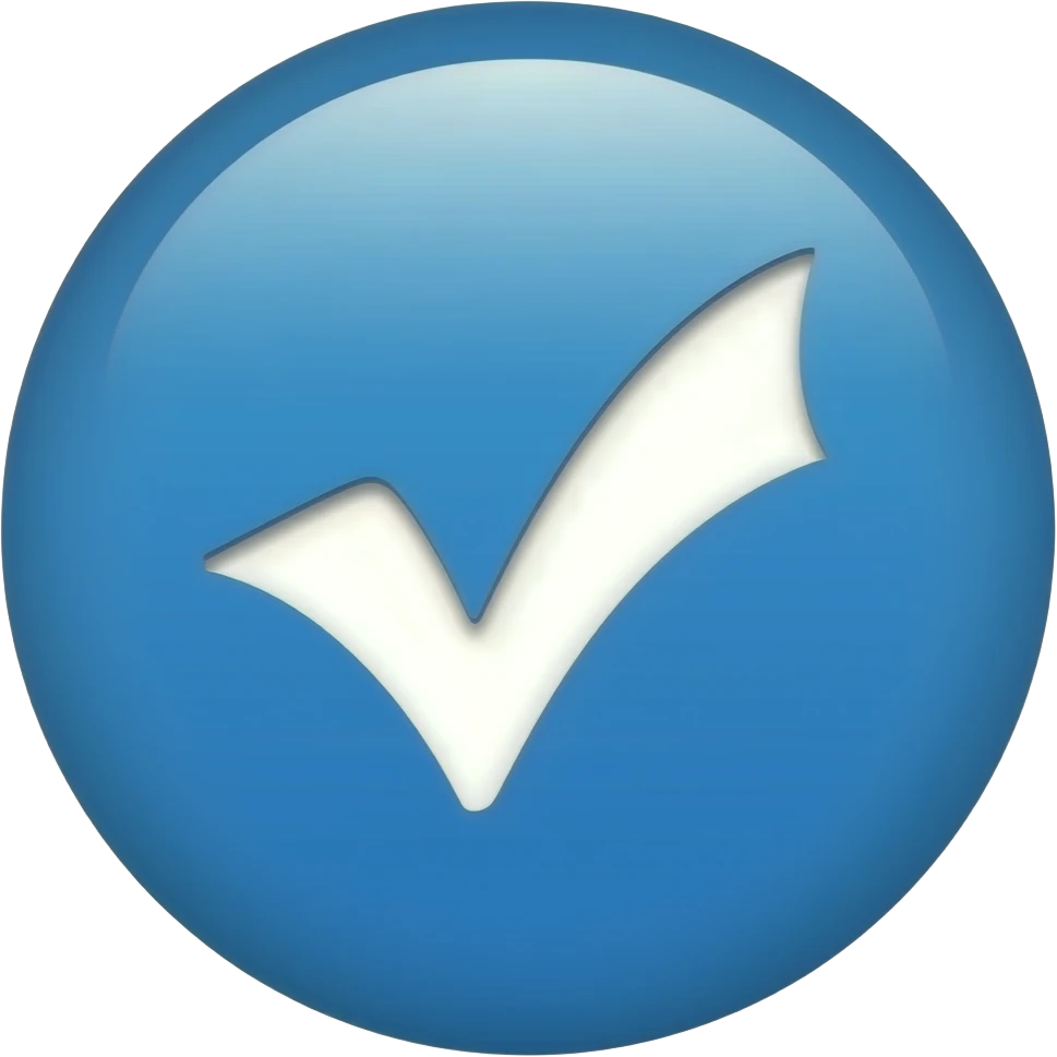 Full Blue circle with a white tick emoji