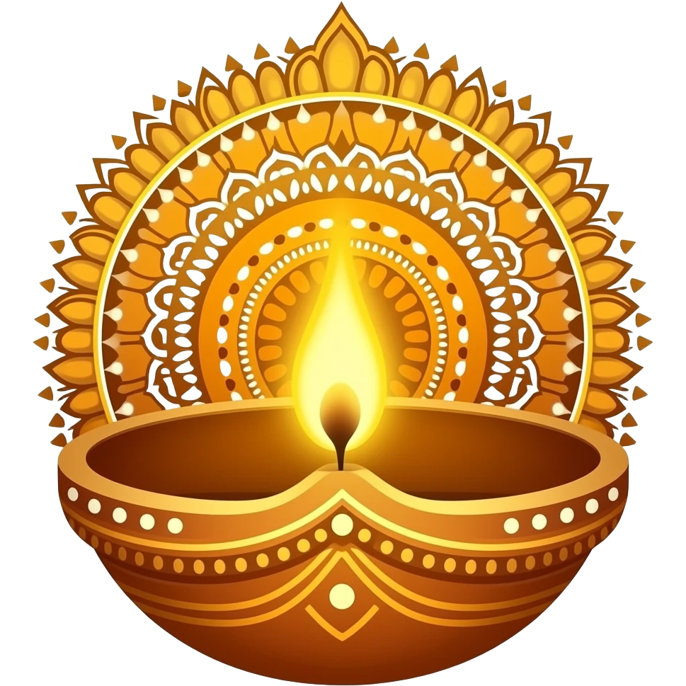 Indian traditional kolam diya design element emoji