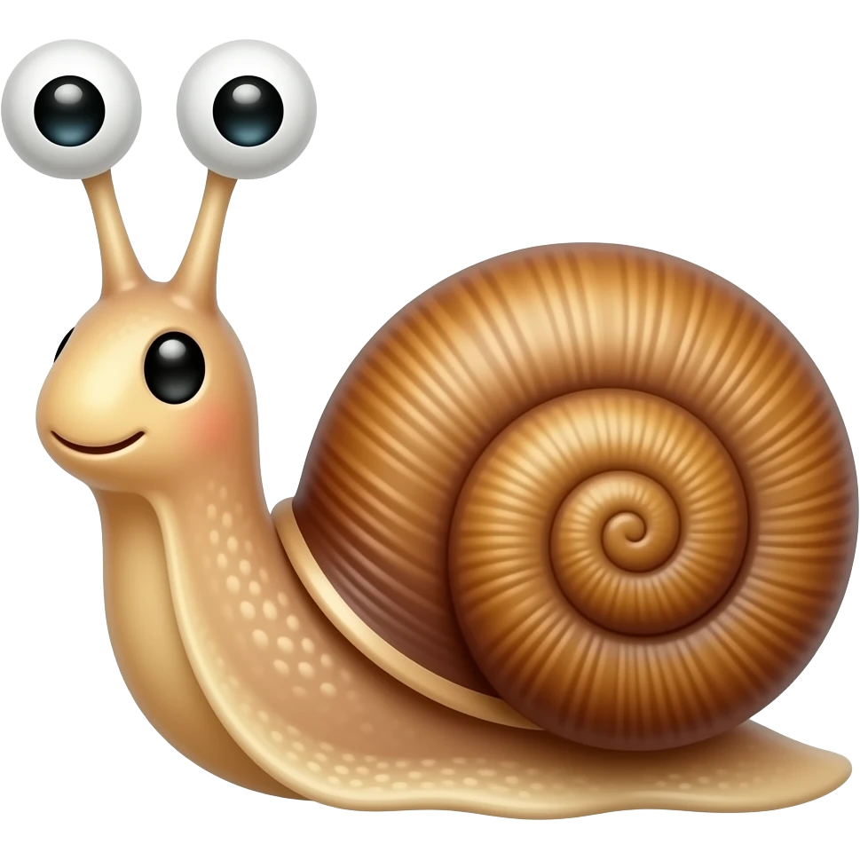 Gary, o caracol, seus olhos devem ser totalmente pretos e estar localizados no topo de suas antenas, com as cores emoji