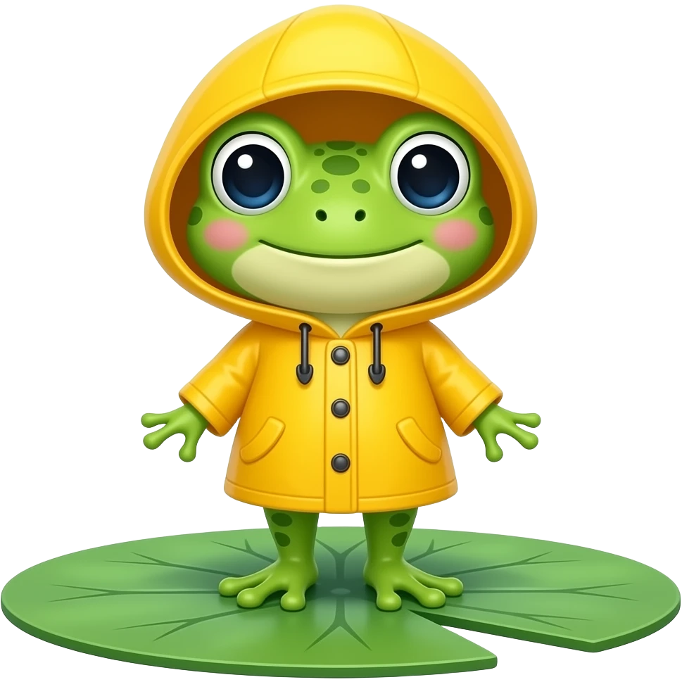 cute feminine frog in a raincoat emoji