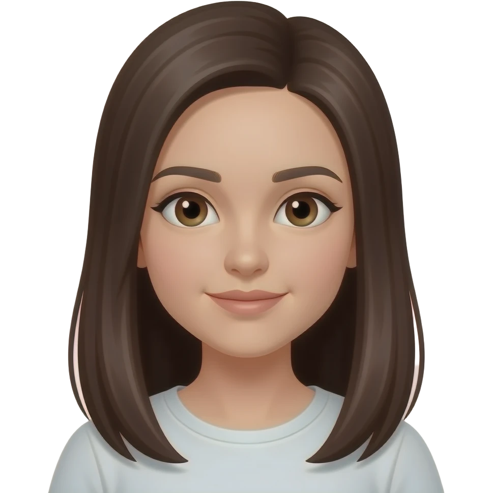 chica `pelo moreno oscuro largo y liso ojos marrones emoji