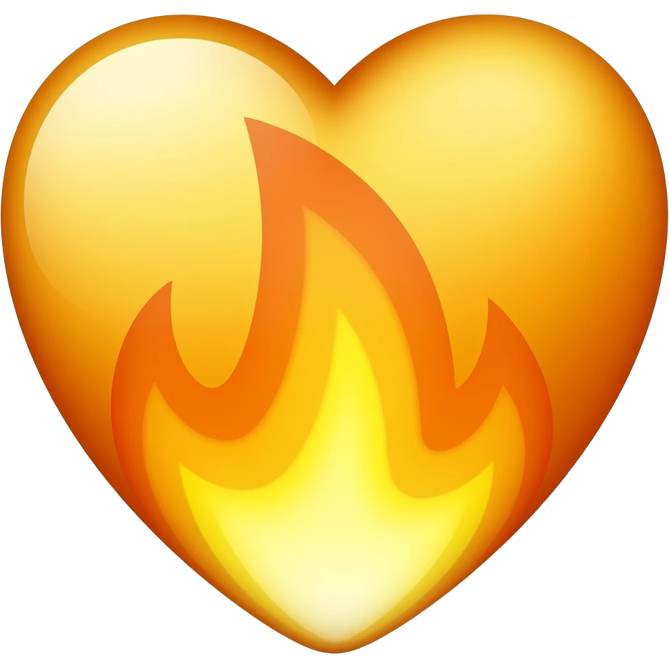 Жёлтое сердце с огнём emoji
