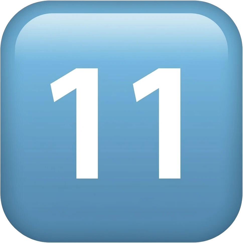 plain, flat numerical text 11 emoji