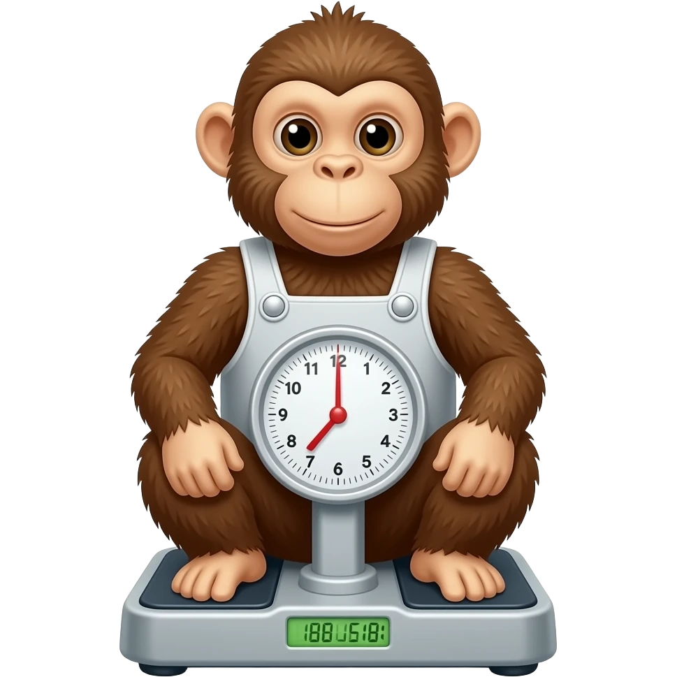 monkey on a scale makign it heavy emoji