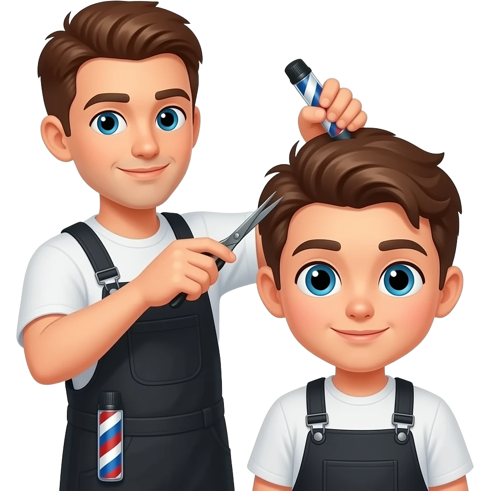 barbero adolescente con barbero joven mas gandecortando cabellio emoji