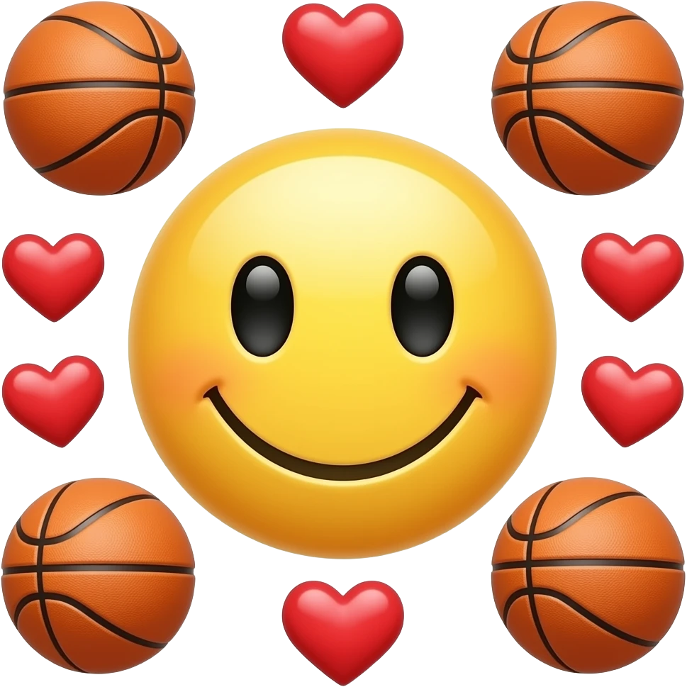 Emoji face with basketballs amd hearts emoji