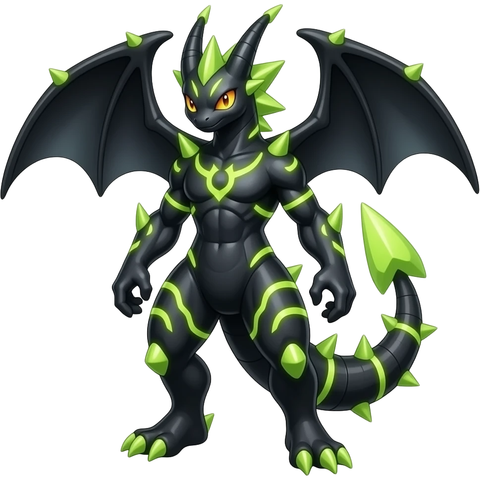 Shiny edgy spiky oily poisoned black with neon-markings Salandit-Salamence-Ekans-Seviper-Rapidash-Salazzle-Fakemon-hybrid emoji