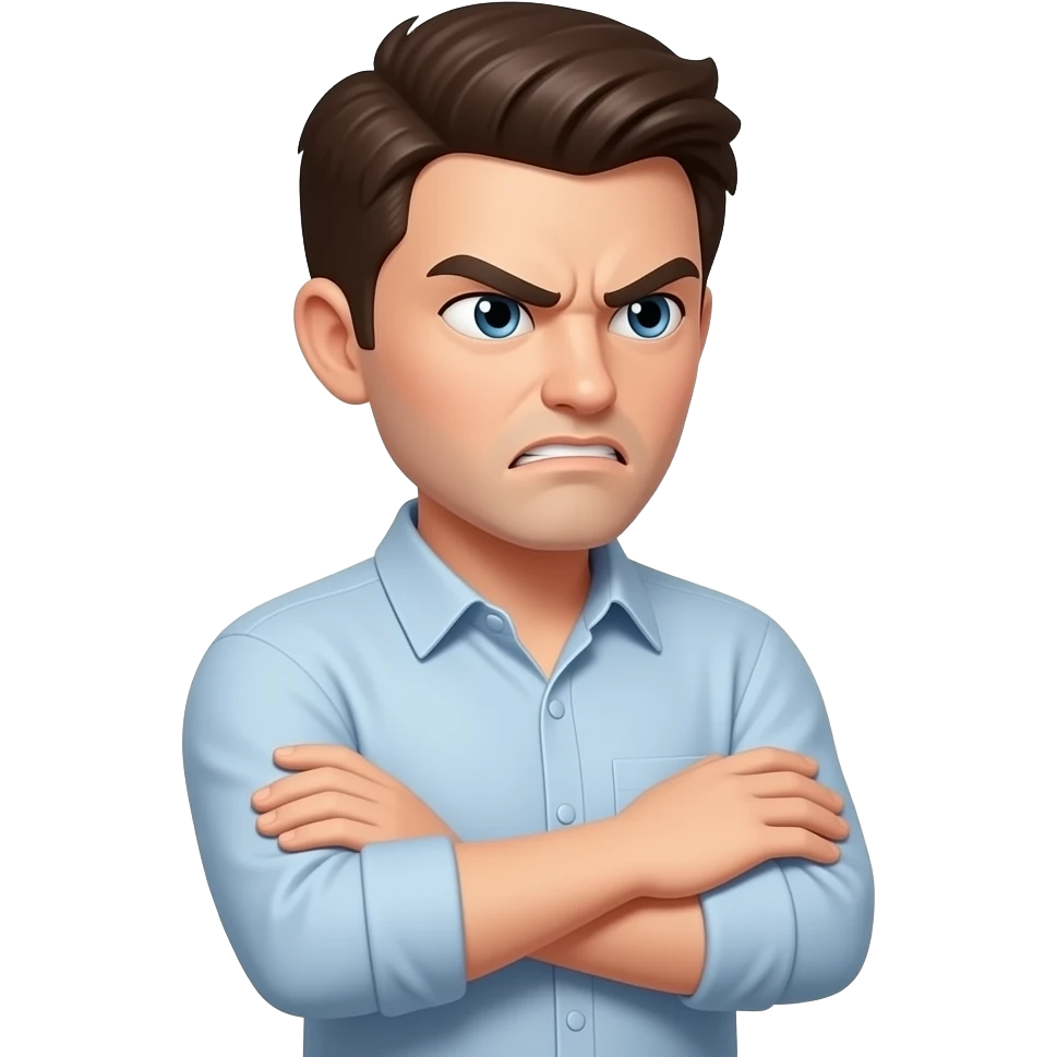 Angry looking to the side crossing arms emoji