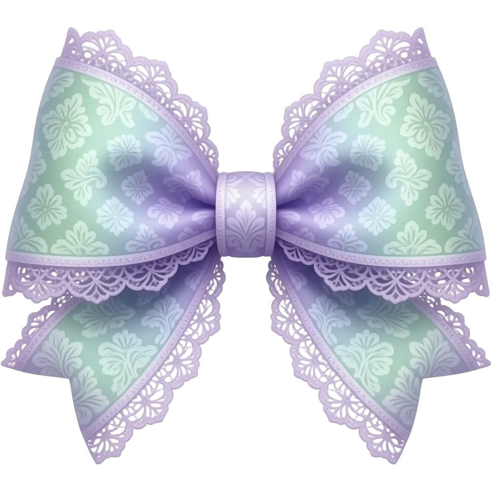 light purple ombre green pastel  with  hyacinth rococo style pattern on bow lace coquette bow emoji