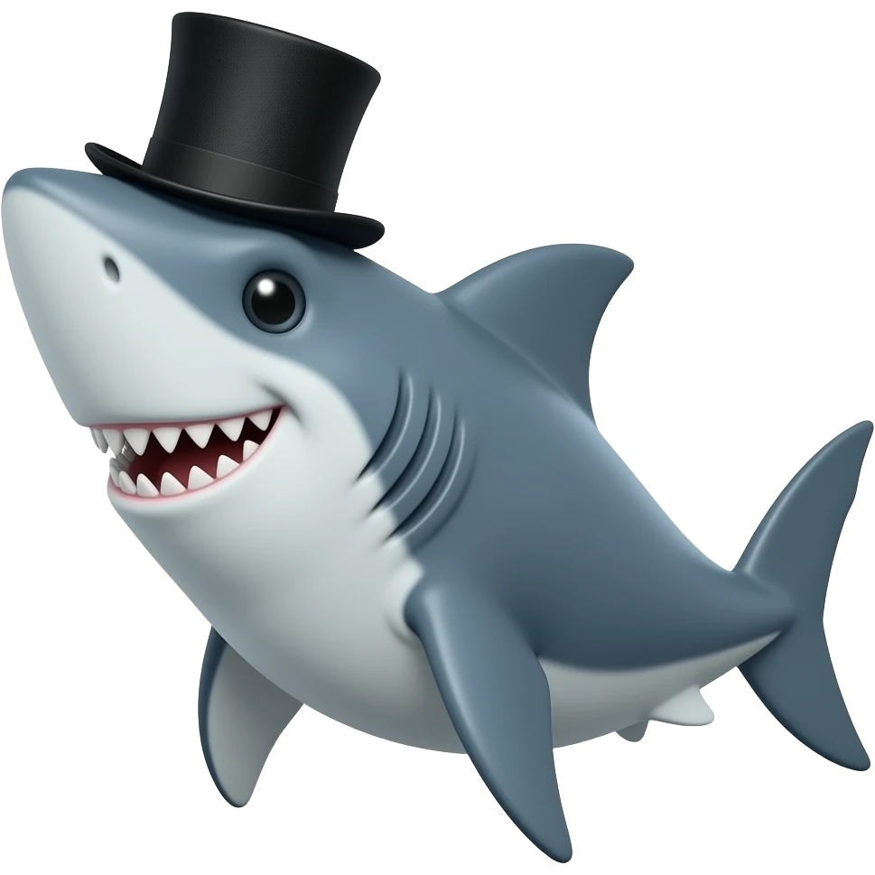Shark with a top hat emoji