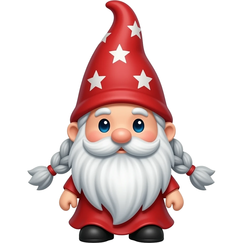 Girl Garden gnome with grey braids; no beard or mustache emoji
