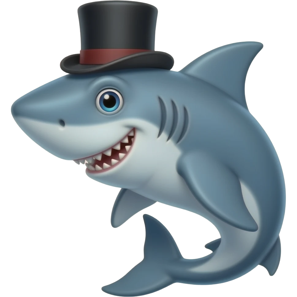 Shark with a top hat emoji