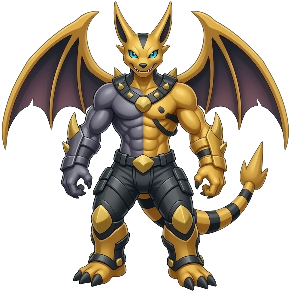 Guilmon-Scizor-Bisharp-Latias-Gengar-Miraidon-Fakémon-Animal-hybrid, full body emoji