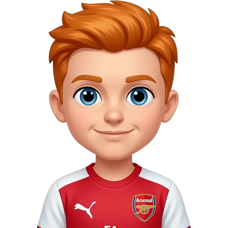 Orange hair with arsenal kit kid emoji