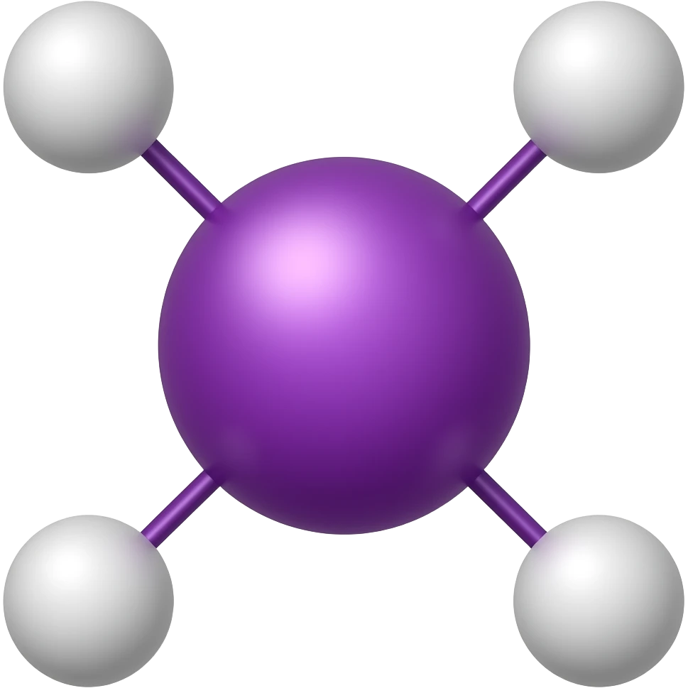Minimalist iOS-style 3D emoji of one large purple sphere connected to ...